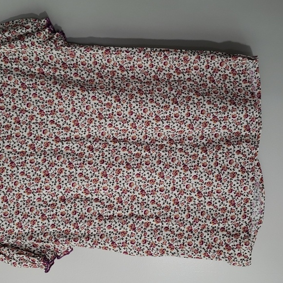 Kookai NWOT Ditsy Floral Ruffle Blouse 6 / 8 (38) Purple Ivory Short Sleeve - Picture 9 of 16